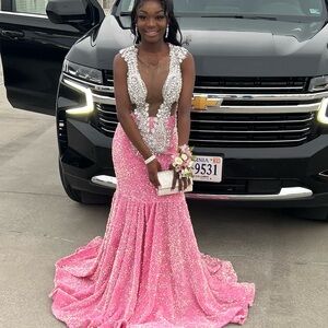 Elegant Pink Sequin Gown